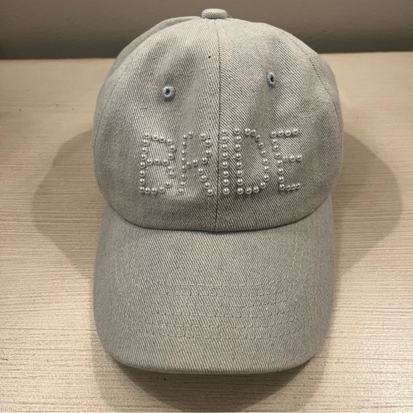 Francesca's Collections Accessories - Francesca’s Pearl Bride Bridal Chambray Baseball Hat NEW NWT